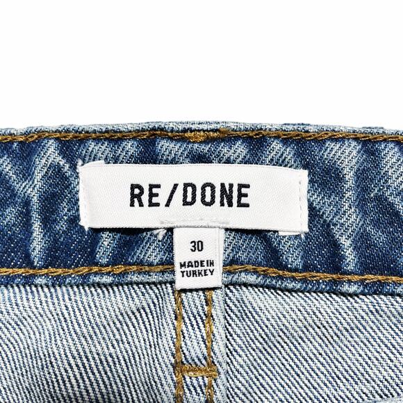 RE/DONE 70s Low Rise Straight 100% Cotton Jeans in Blue Mere Size 30 - Picture 8 of 11